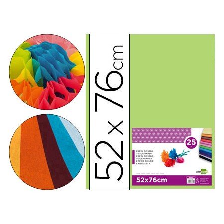 Papel Seda 52 x 76 Cm 18 Gr Verde Medio Embalagem de 25 Folhas