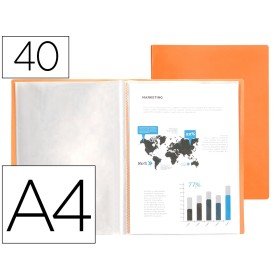 Capa Catalogo 40 Bolsas Polipropileno Din A4 Laranja Fluor Opaco
