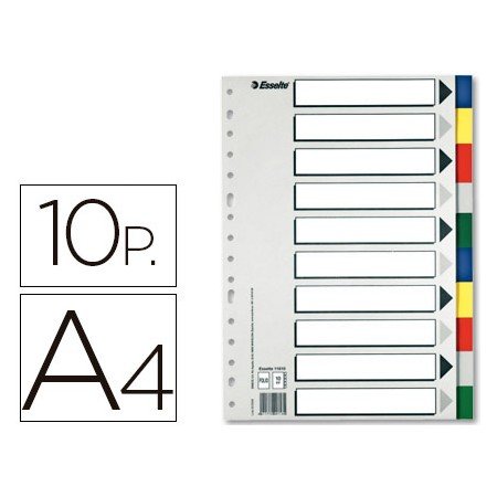 Separador Esselte de Plastico Conjunto de 10 Separadores de Cores Din A4 com 5 Cores Multiperfurado