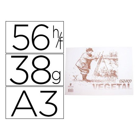 Bloco de Papel Vegetal Papelaria Fernandes Esquiço A3 38 Gr 56 Folhas