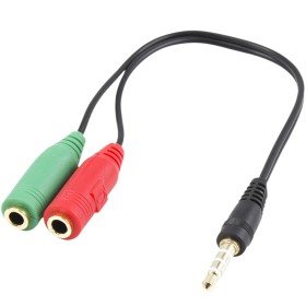 Cabo adaptador de áudio ewend Jack macho de 3,5 mm para jack fêmea de 3,5 mm x2 preto 0,15 m