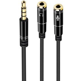 Cabo adaptador de áudio ewend Jack macho de 3,5 mm para jack fêmea de 3,5 mm x2 preto 0,30 m