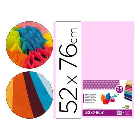 Papel Seda 52 x 76 Cm 18 Gr Rosa Embalagem de 25 Folhas