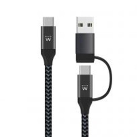 Cabo USB ewent usb tipo ca usb tipo c - tipo a macho - macho 1m