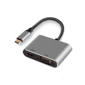 adaptador usb tipo ac hdmi 4k e vga 15cm - macho - fêmea