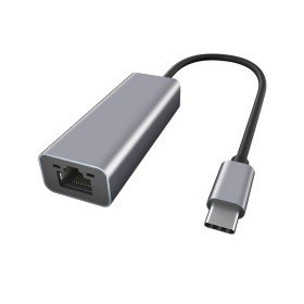 Adaptador de rede ewent usb tipo c macho para rj45 fêmea cinza
