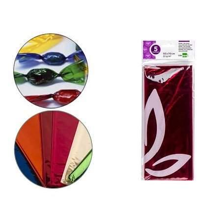 Papel Celofane 50X70 Cm 22Gr Bolsa de 5 Folhas Rosa