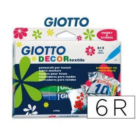 Marcador Giotto Decor Textil Para Tecidos Caixa com 6 Unidades Sortidas