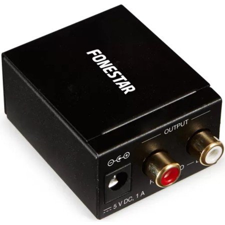 Fonestar fo - conversor de áudio 37da - áudio digital para analógico - entrada óptica spdif - spdif coaxial - saída de áudio est