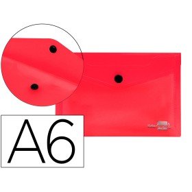 Bolsa Porta Documentos com Mola Din A6 Vermelho Transparente