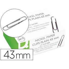 Clips Niquelados Q-Connect Labiado - N.3 43 Mm Caixa de 100 Unidades