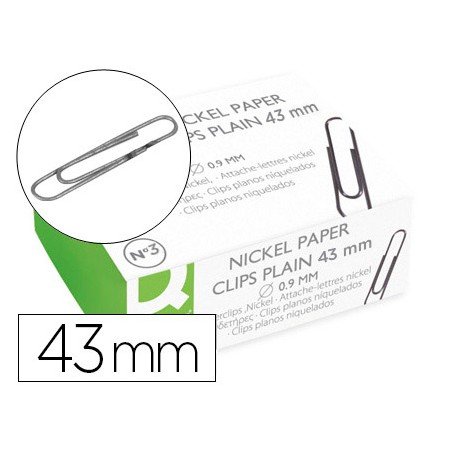 Clips Niquelados Q-Connect Labiado - N.3 43 Mm Caixa de 100 Unidades