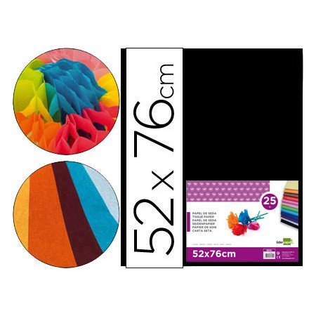 Papel Seda 52 x 76 Cm 18 Gr Preto Embalagem de 25 Folhas