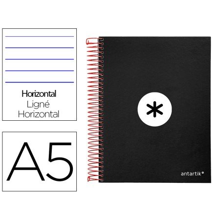 Caderno Espiral Din A5 Antartik Capa Forrada 120 F 100 Gr Pautado 5 Mm 5 Bandas Cor Preto