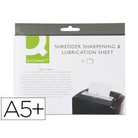 Folhas Lubrificantes E Afiadoras Q-Connect Para Destruidora Pack de 12 Folhas Medidas 220X150Mm