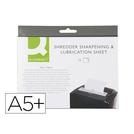 Folhas Lubrificantes E Afiadoras Q-Connect Para Destruidora Pack de 12 Folhas Medidas 220X150Mm