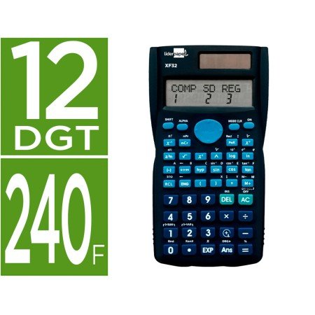 Calculadora Cientifica Xf32 12 Digitos 240 Funcoes com Tampa Solar E Pilhas Cor Azul 156X85X20 Mm