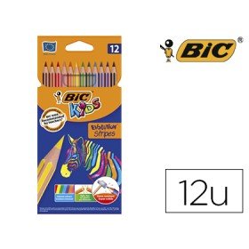 Lapis de Cor Bic Evolution Stripes Caixa de 12 Cores Sortidas