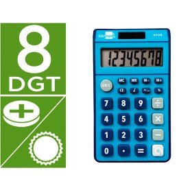 Calculadora de Bolso Xf09 8 Digitos Solar E Pilhas Cor Azul 115X65X8 Mm