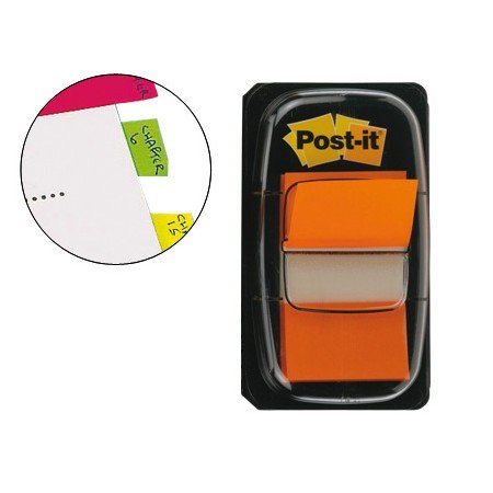 Bandas Separadoras Post-It Index 3M, 25,4X43,1 Mm Laranja Dispensador de 50 Unidades