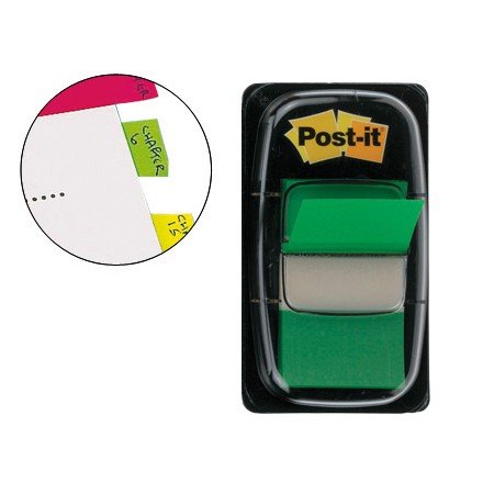 Bandas Separadoras Post-It Index 3M, 25,4X43,1 Mm Verde Dispensador de 50 Unidades