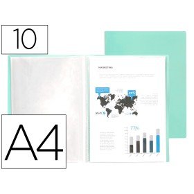 Capa Catalogo 10 Bolsas Polipropileno Din A4 Verde Maca Opaco