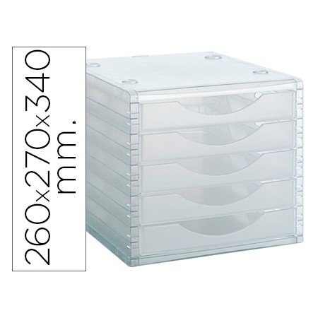 Bloco Classificador de Secretaria Archivo 2000 Empilhavels 5 Gavetas Transparente Translucido 260X270X340 Mm