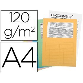 Classificador Q-Connect em Cartolina Cores Sortidas com Janela Transparente 120 Gr Pack de 25 Unidades