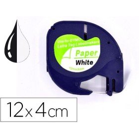 Fita Q-Connect 12Mm x 4Mt Preta-Branca Para Letratag