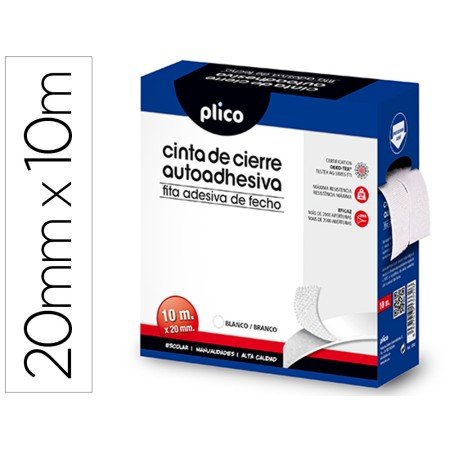 Fita de Fecho Adesiva Plico Velcro Branco 20Mm x 10M
