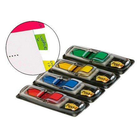 Bandas Separadoras Post-It Index 4 Cores Azul, Amarelo, Verde E Vermelho