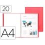 Capa Catalogo 20 Bolsas Polipropileno Din A4 Traslucida Vermelho Frosty