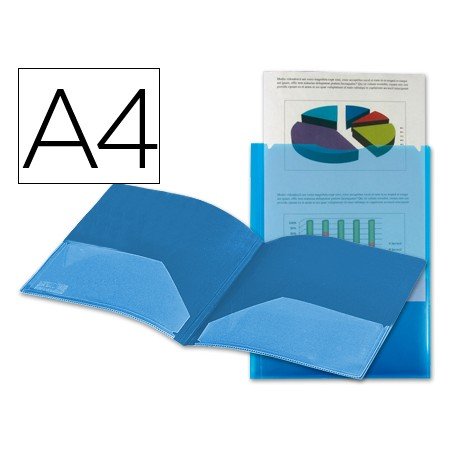 Bolsa Dossier com Dupla Bolsa Din A4 Azul