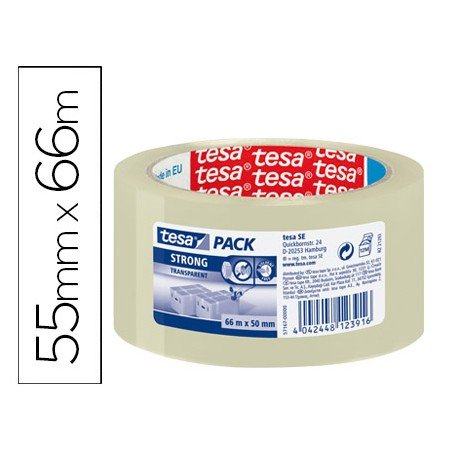 Fita Adesiva Tesa Polipropileno Transparente Strong 66 Mt x 50 Mm Baixo Ruido