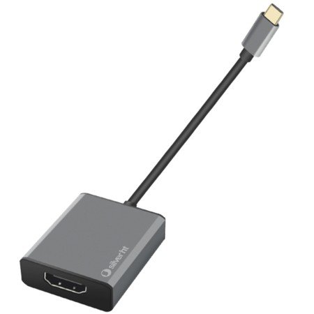Adaptador prateado ht usb tipo ca hdmi 4k - macho - fêmea - prata