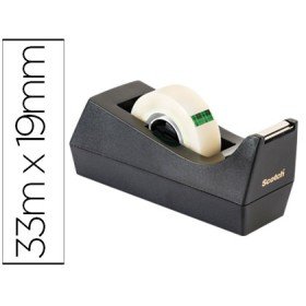 Desenrolador Scotch de Secretaria C38 Preto Inclui 3 Rolos de Fita Scotch Magic 33 Mt x 19 Mm