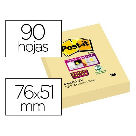 Bloco de Notas Adesivas Super Sticky 51X76 Mm com 90 Folhas656 Amarelo Canario