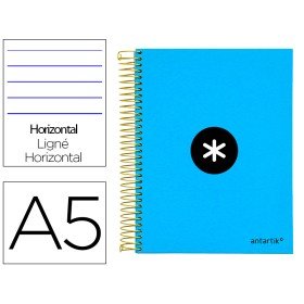 Caderno Espiral Din A5 Antartik Capa Forrada 120 F 100 Gr Quadricula 5 Mm 5 Bandas Cor Azul