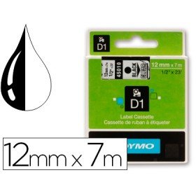 Fita Dymo Preto Transparente 12 Mm X7 Mt D1