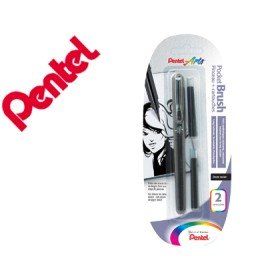 Blister Caneta Pincel Pentel Xgfkp/Fp10 Preto Tinta Da China com Recarga