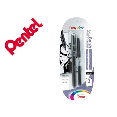Blister Caneta Pincel Pentel Xgfkp/Fp10 Preto Tinta Da China com Recarga