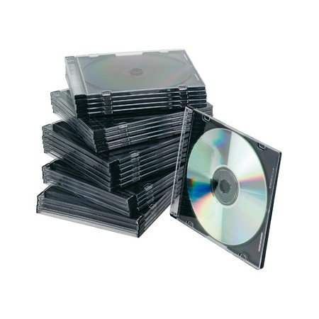 Caixa Q-Connect Para Cd / Dvd Slim Preta Pack 25 Unidades