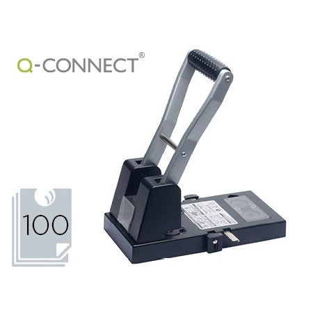 Furador Q-Connect Kf18766 Preto 2 Furos Abertura 6 Mm Capacidade 100 Folhas