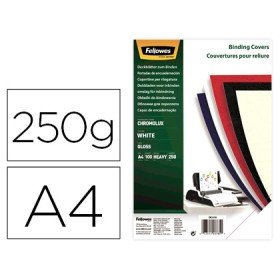 Capa de Encadernacao Fellowes Cartao Din A4 Brilho Branca Chromolux 250 Gr Pack de 100 Unidades
