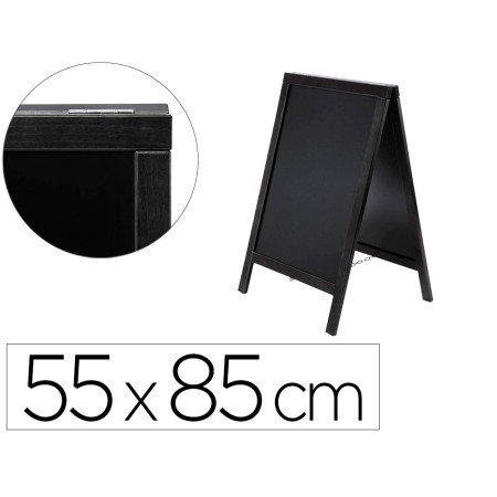 Quadro Preto Cavalete Dupla Face de Madeira com Superficie Para Marcadores Tipo Giz 55X85 Cm