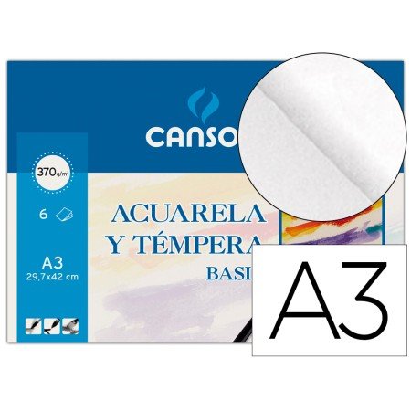Papel Aguarela Basik Canson Din A3 370 Gr Embalagem de 6 Folhas