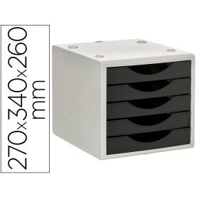 Bloco Classificador de Gavetas Q-Connect 5 Gavetas Cor Preto Opaco 270X340X260 Mm