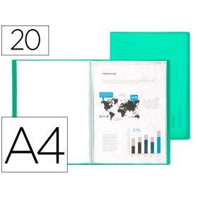 Capa Catalogo 20 Bolsas Polipropileno Din A4 Verde Translucido