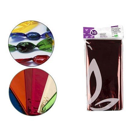 Papel Celofane 50X70 Cm 22Gr Bolsa de 10 Folhas Cores Sortidas