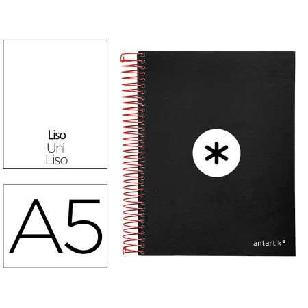 Caderno Espiral Din A5 Antartik Capa Forrada 120 F 100 Gr Liso 5 Mm 5 Bandas Cor Preto
